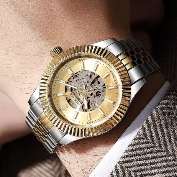 Silver & Rose Gold Automatic Watch - Falcon Design