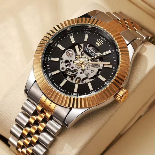 Black & Gold Skeleton Watch - Horizon Form