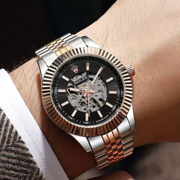 Silver & Rose Gold Automatic Watch - Falcon Spirit