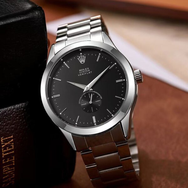Silver & Black Watch - Monarch Elite