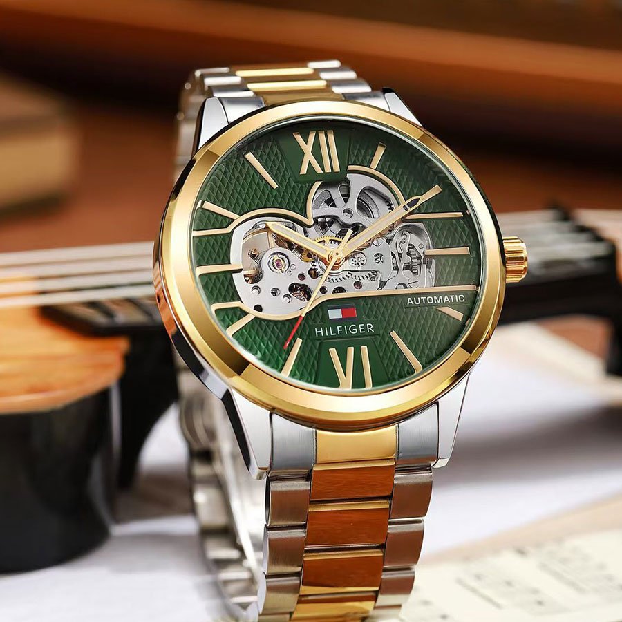Green & Gold Automatic Watch - Crest Edge